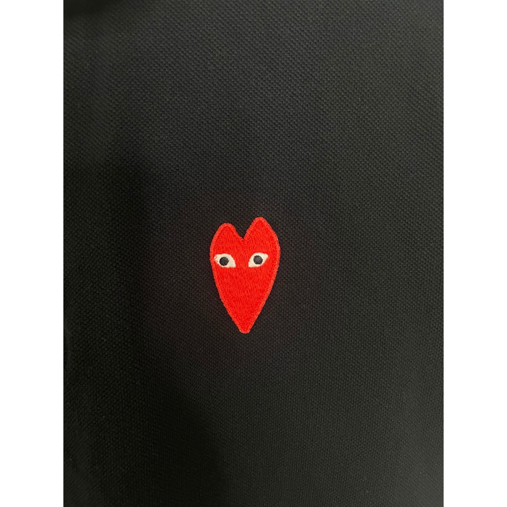 Comme des Garcons Play Polo Shirt Red Heart Logo Black Size S - Picture 4 of 7